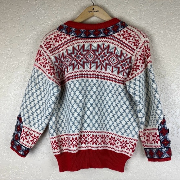 Dale Of Norway Vintage Red and White Patterned Wool Cardigan Sweater XS/38 - Picture 2 of 8